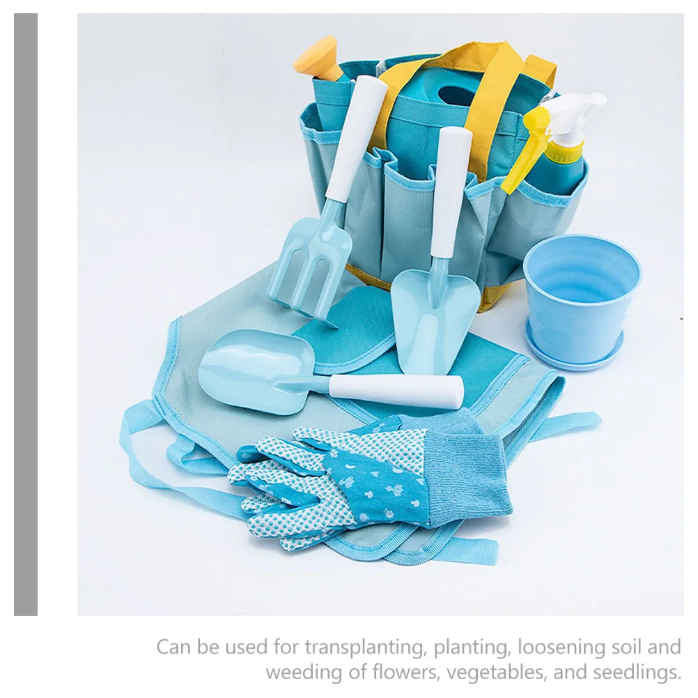 1세트 어린이 정원 도구 내구성 있는 작은 삽과 갈퀴 밝은 색상 정원 이식 및 식물 관리용