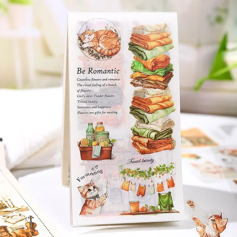18Sheets/pack Material Sticker PET Paper Book Twilight Curtain Bookshelf School Supplies Stationery Scrapbook Background
