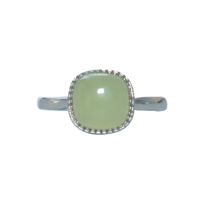 VENTFILLE 925 Sterling Silver Forefinger Ring For Women Square Hetian Jade Retro Jewerly Girl Birthday Gift Dropshipping image 5