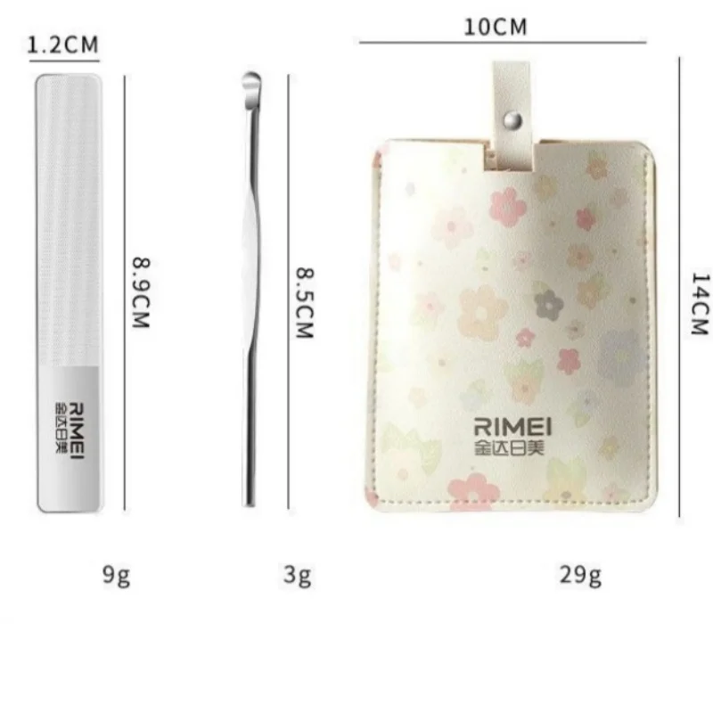 Nail Clipper Set 5 in1 Cute Floral Manicure Pedicure Kit Portable Travel Nail File Ear Spoon Leather Storage Bag Personal Tool