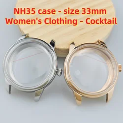 NH35 case cocktail women's 33mm case mechanical watch modification NH34 NH36 7S26 mobile modification watch accessories