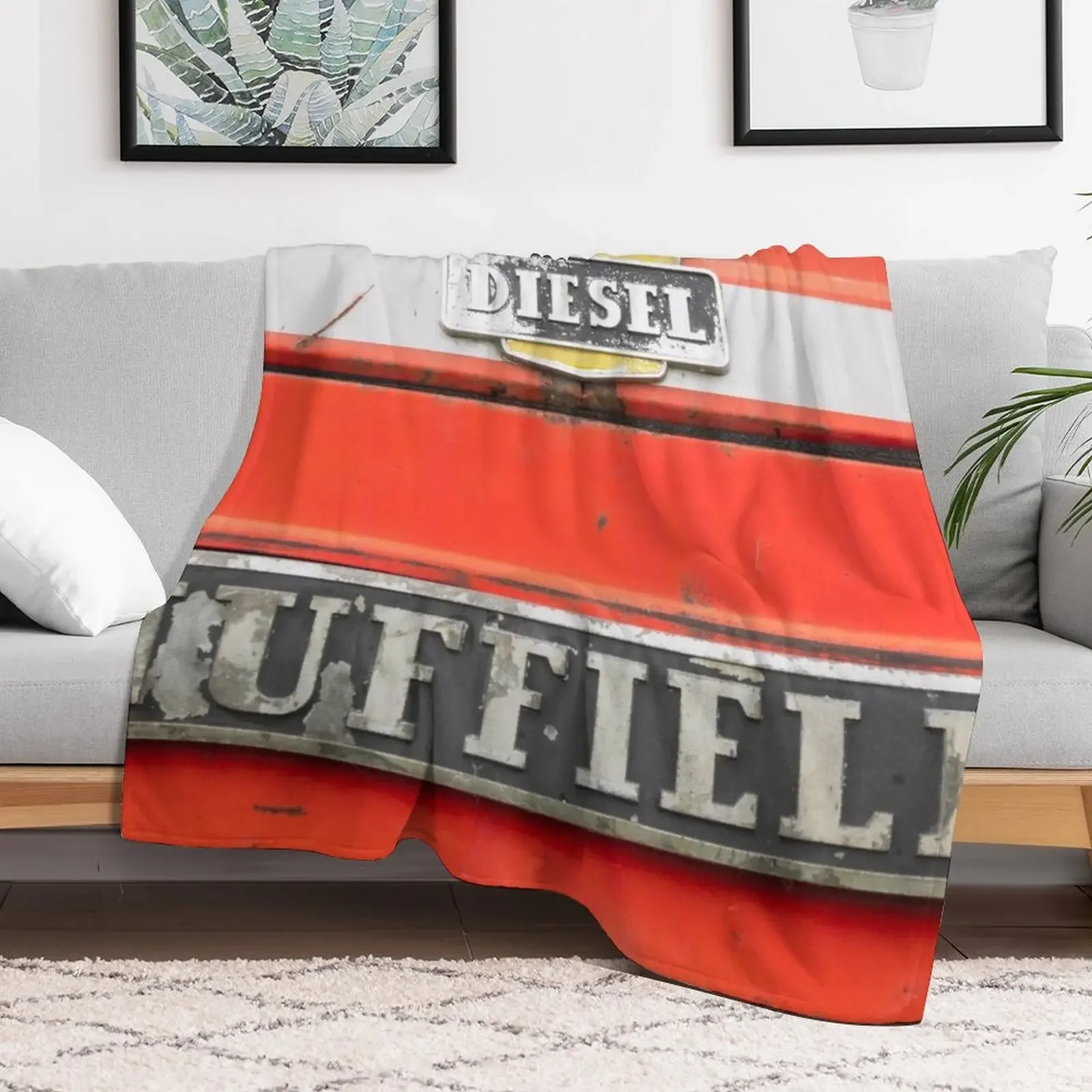 Vintage Nuffield Tractor Badges Throw Blanket Bed linens christmas gifts Blankets