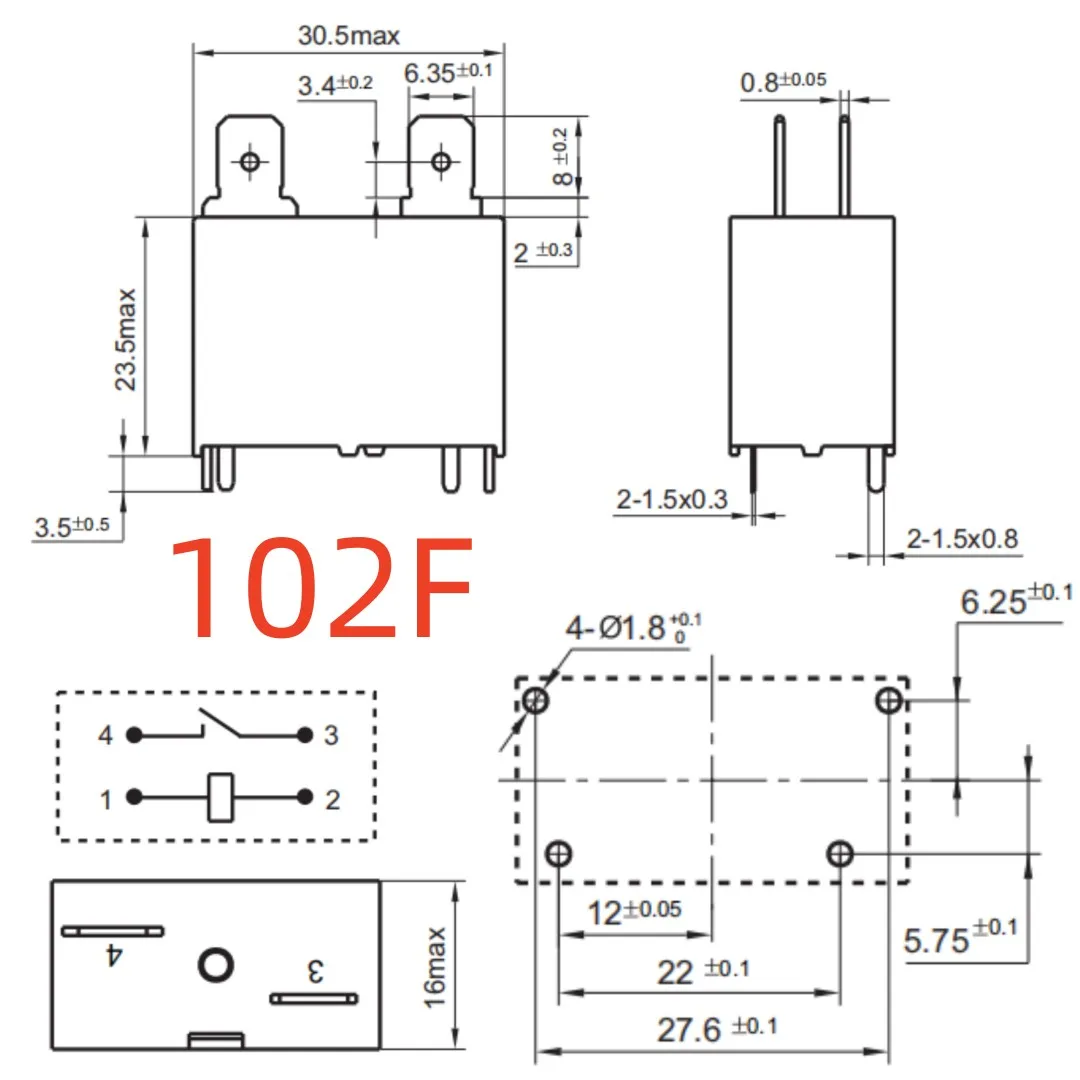 New JQX-102F 12VDC 20A Relay air conditioner 4pins