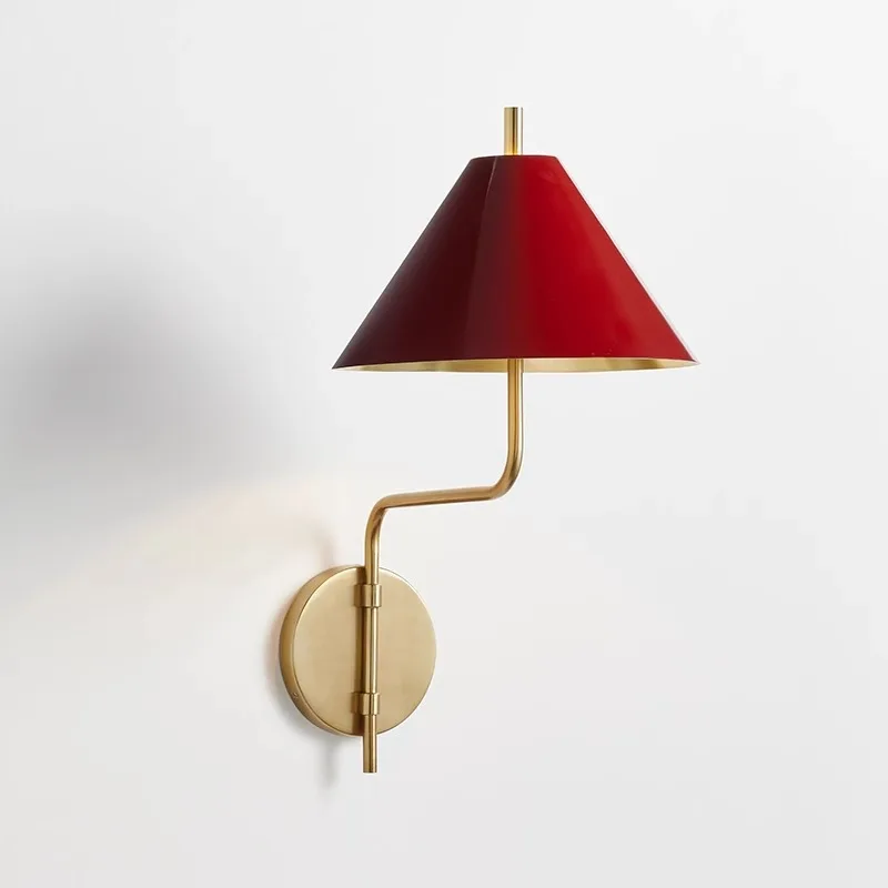 European Country Retro Wrought Iron Wall Lamp Fabric Lampshade Living Room Study Bedroom Bedside Lamp Decorative Lighting