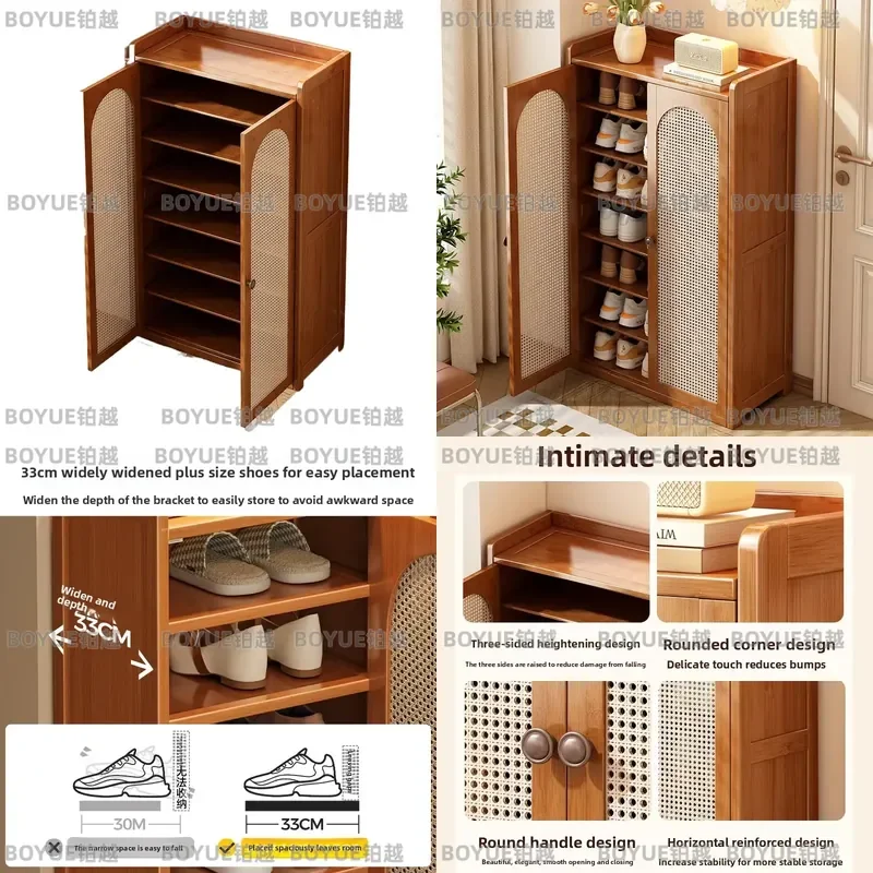 Large Capacity Double Door Shoe Cabinet Multi Layer Dustproof Storage Rack Organizer for Entryway Hallway Closet Space Saving