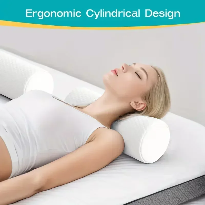 1 pcs Round Cervical Roll Pillow with Removable Washable Cover Ergonomically Designed To Fit The Head Neck Back and Legs