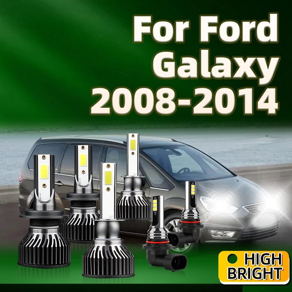 6Pcs Led 150W Headlight H1 H7 Car Bulb 6000K Turbo Fog Lamp 9006 For Ford Galaxy 2008 2009 2010 2011 2012 2013 2014
