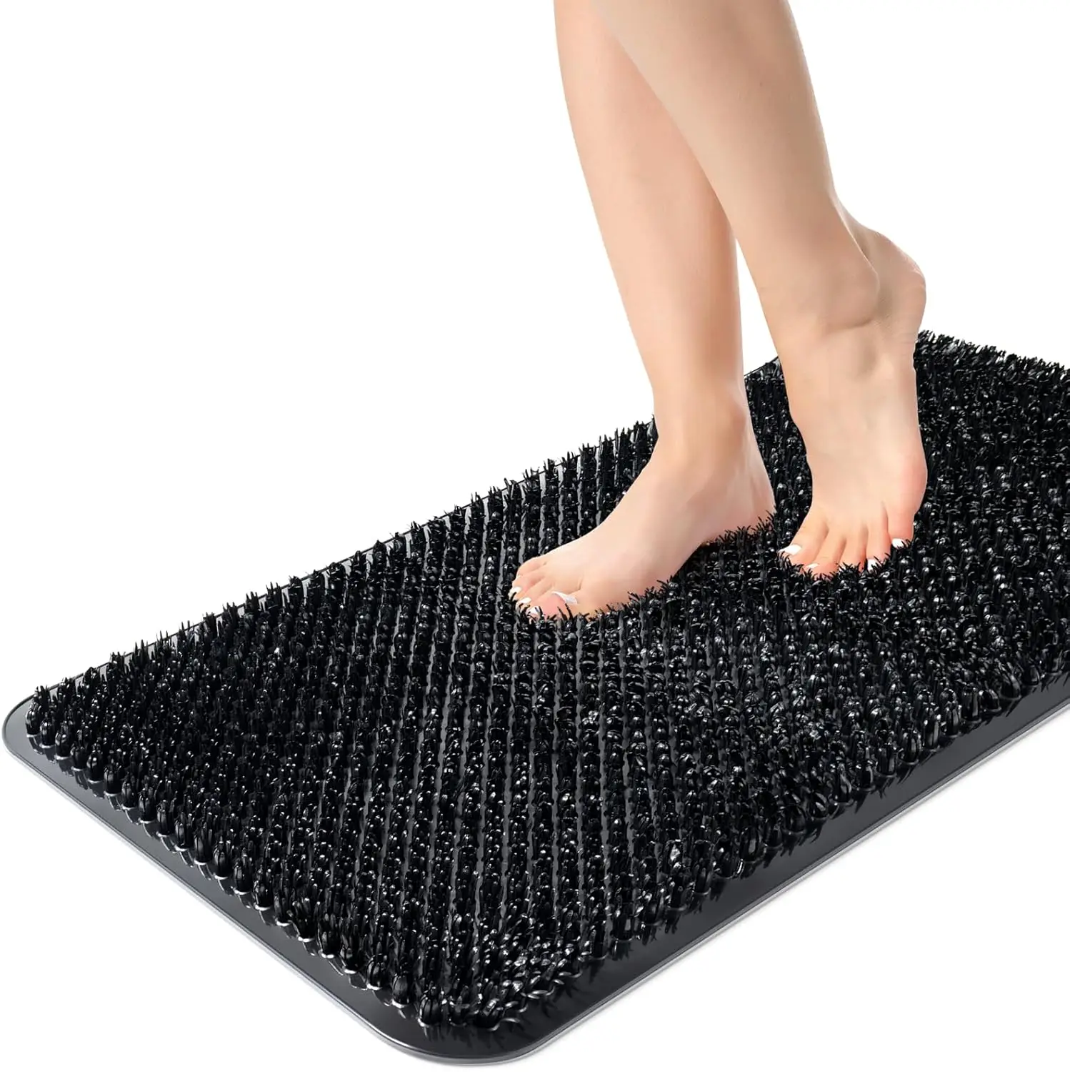 

Shower Foot Scrubber Mat, Anti-Slip Bath Mat with Scrub Bristles, Soft Shower Foot Massager with Strong Suction Cups for