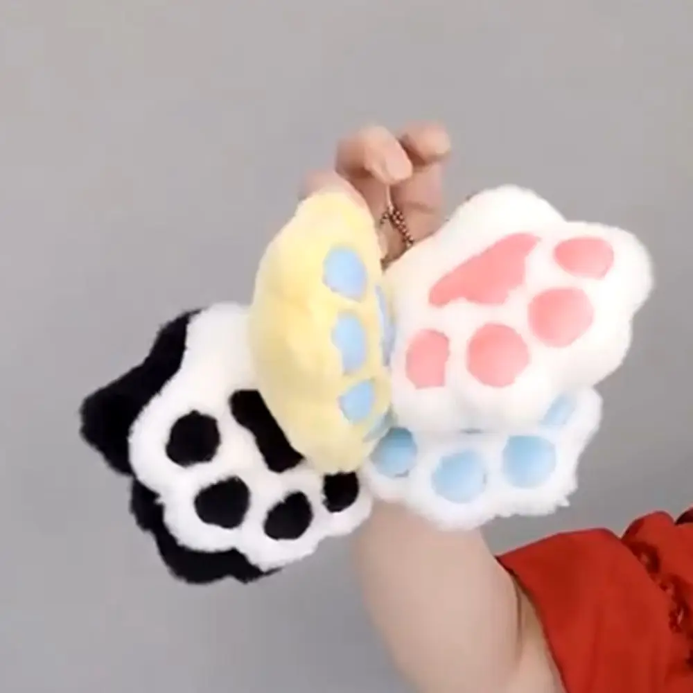 Desenhos animados Stuffed Realistic Claw Keychain, Cat Paw, Pingente de boneca de pelúcia doce, Enfeites de mochila macia kawaii