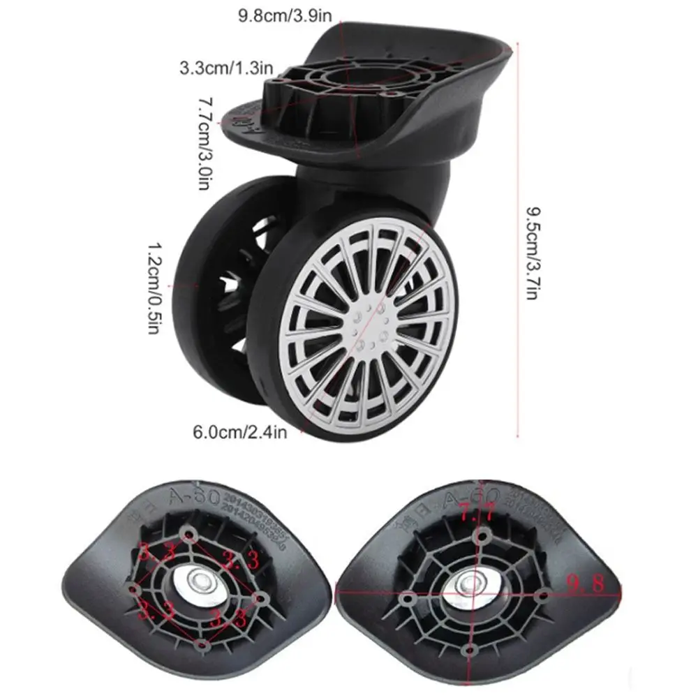 1 زوج ارتداء عجلات دوارة مقاومة الأمتعة عالية تحمل كتم عجلات دوارة عالمية عجلات استبدال العجلات