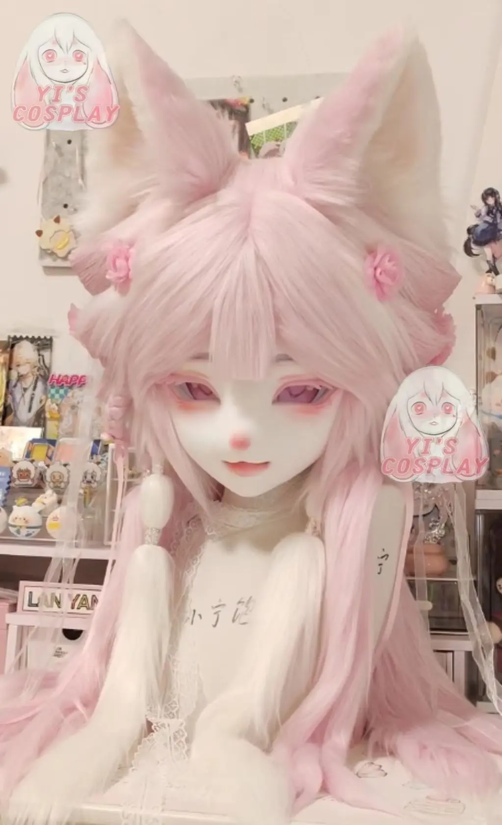 Yis تأثيري مخصص فروي رئيس Kigurumi رئيس تأثيري كيمونو Fursuit اليدوية سماعات الوحش مخصص Fursuit كيمونو رئيس