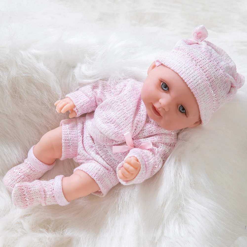 Vinyl Newborn Babies Doll Kids Reborn Toddler Child Play House Game Childrens Birthday Surprise Toys with Hat