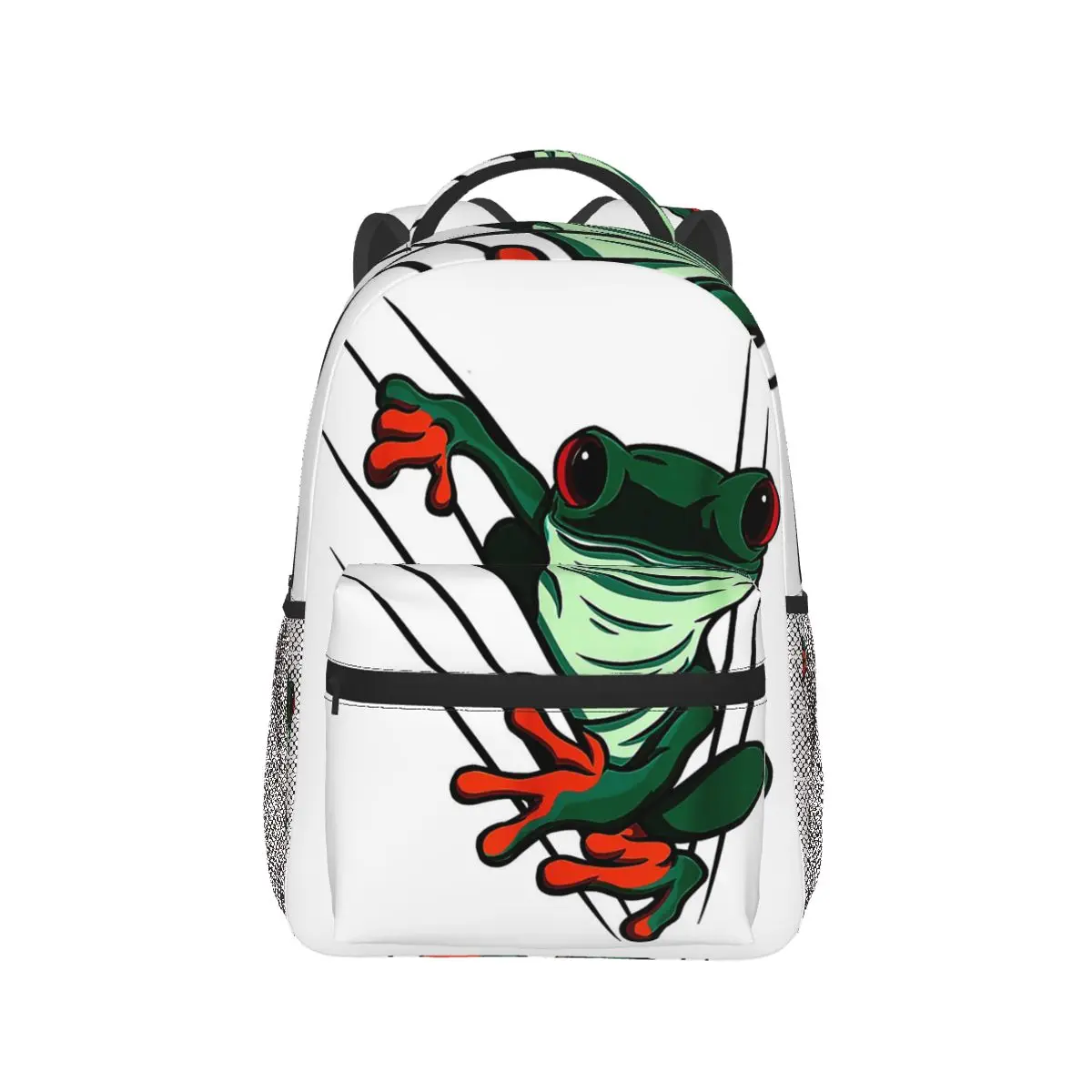 Green Frog, Nature Drawing Student Backpack School Bag Hiking Travel Daypack for Men Women Fashion Bookbag Shoulder Bags