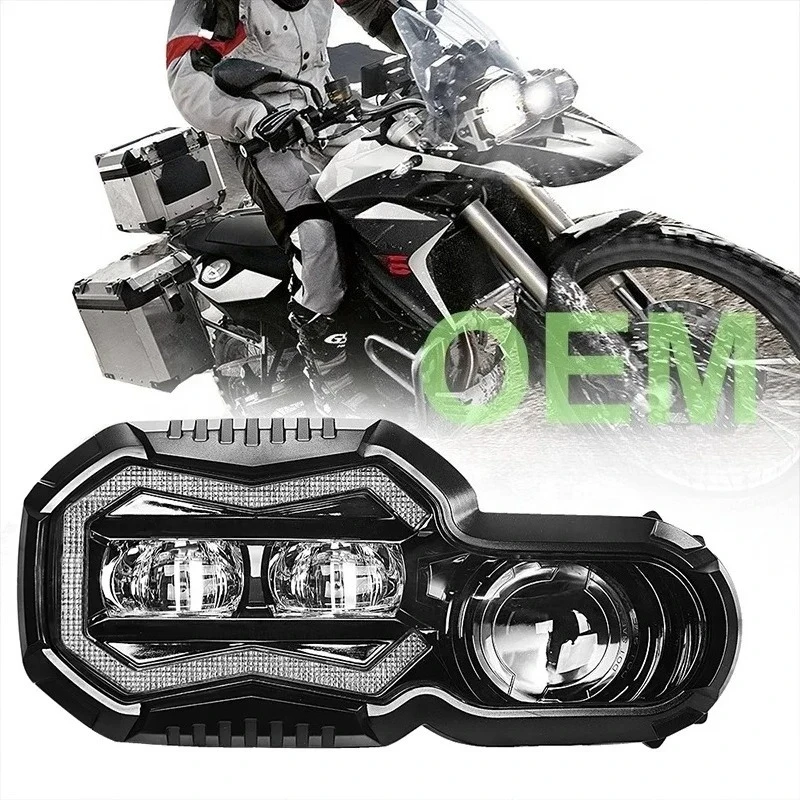 Unique Design LED Headlight With Angel Eyes Halo DRL High Low Beam Headlamp For BMW F800GS F800GS Adventure F700GS F650GS