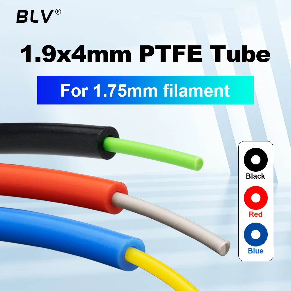 

БЛВ ® Трубка из ПТФЭ 1,9x4 мм ID 1,9 мм, наружный диаметр 4 мм, тефлоновая трубка для Ender 3Prusa l3 Voron 3D экструдер Боудена, нить 1,75 мм, синий, красный, черный