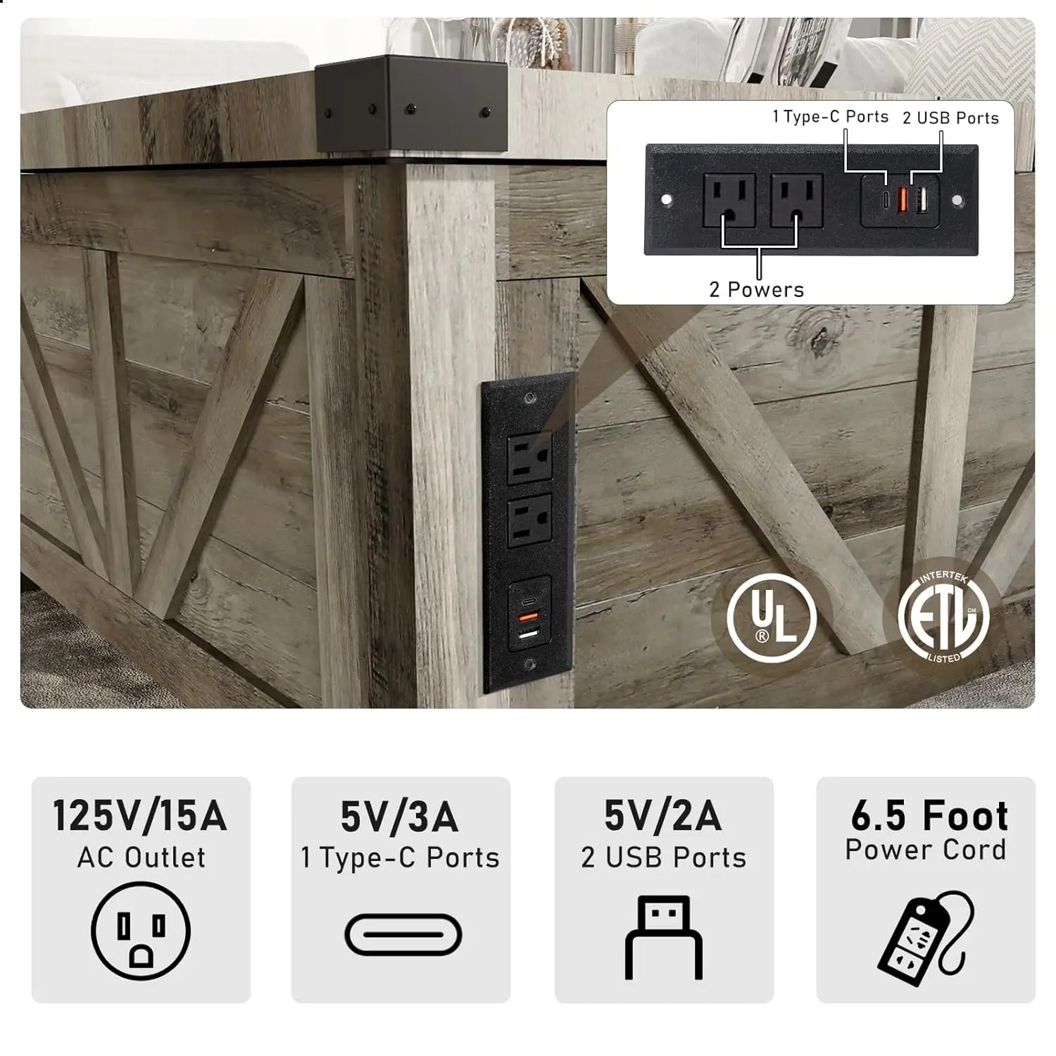 طاولة قهوة قابلة للرفع مع مساحة تخزين، طاولة مركزية مربعة خشبية مع محطة شحن ومنفذ USB، غرفة المعيشة #4