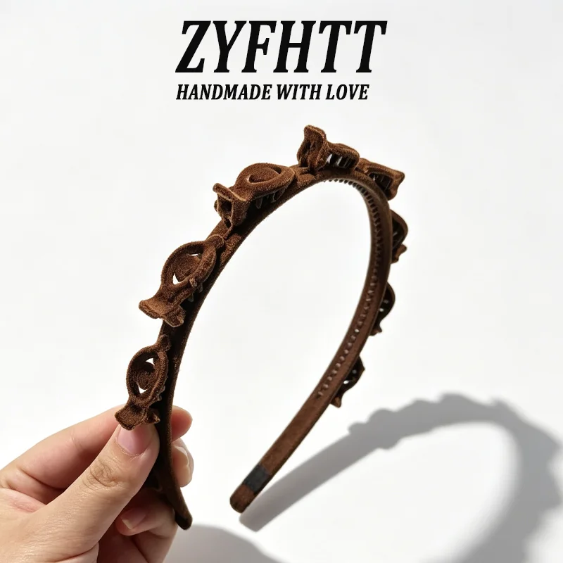 1/3 Stück ZYFHTT Rot-Schwarzes Beflocktes Geflochtenes Stirnband für Frauen Retro Vielseitiger Haarreif Modisches Mädchen-Stirnband Haaraccessoires – Detail 4