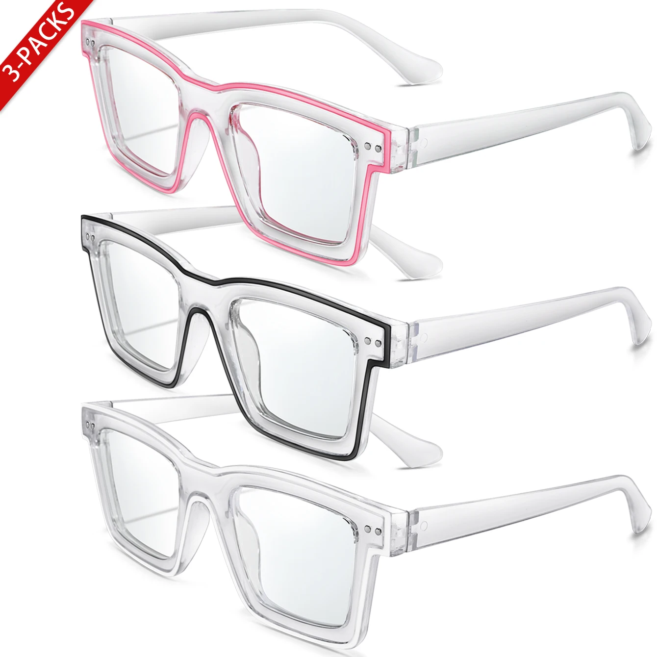 3 أزواج من النظارات الشمسية الكاجوال للنساء، ظلال شفافة كبيرة، ملابس يومية للتسوق، صورة شخصية، المشي لمسافات طويلة، السفر، الشاطئ