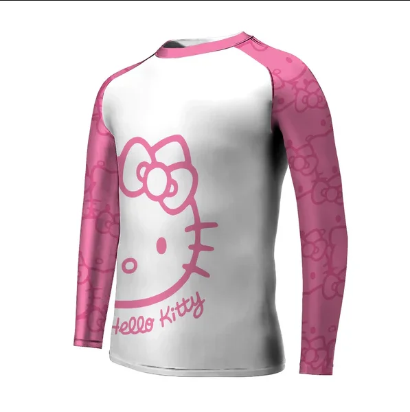 

Футболка-рашгард Hello Kitty 2026 для детей и мужчин в стиле Y2K, быстросохнущая, для повседневной носки и тренировок, одежда для джиу-джитсу
