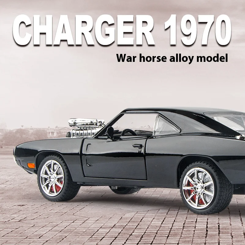 Model samochodu Charger RT z 1970 roku, skala 1:24, wykonany ze stopu, miniaturowy, symulacja, odlewany, klasyczny model, pamiątka, prezent do ekspozycji.