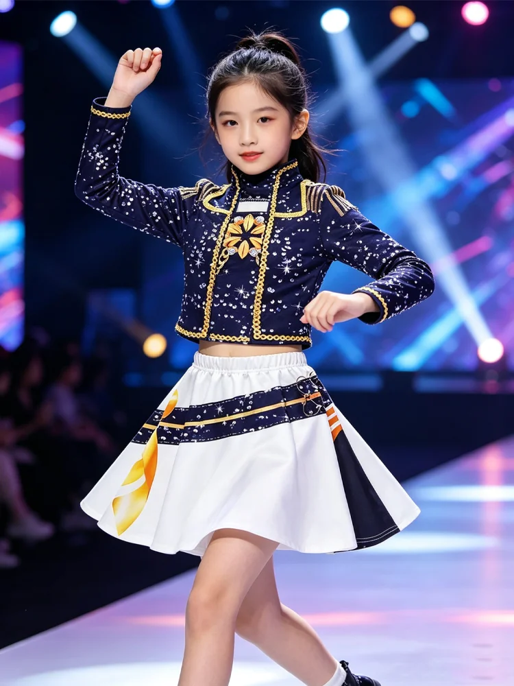 Costumes de spectacle scintillants de style K-pop pour enfants, idéaux pour la Journée des enfants, Halloween, les spectacles scolaires et les activités de jeu de rôle