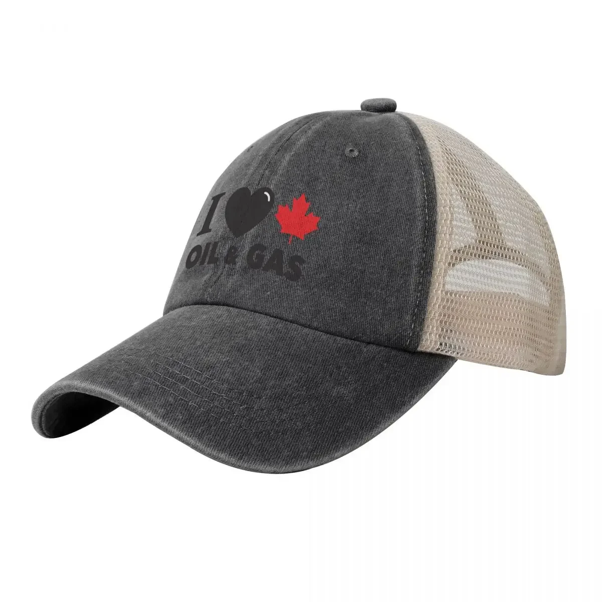 I Love Canadian Oil and Gas Red Heart and Maple Leaf Alberta Pipelines HD HIGH QUALITY ONLINE STORE Cowboy Mesh Baseball Cap