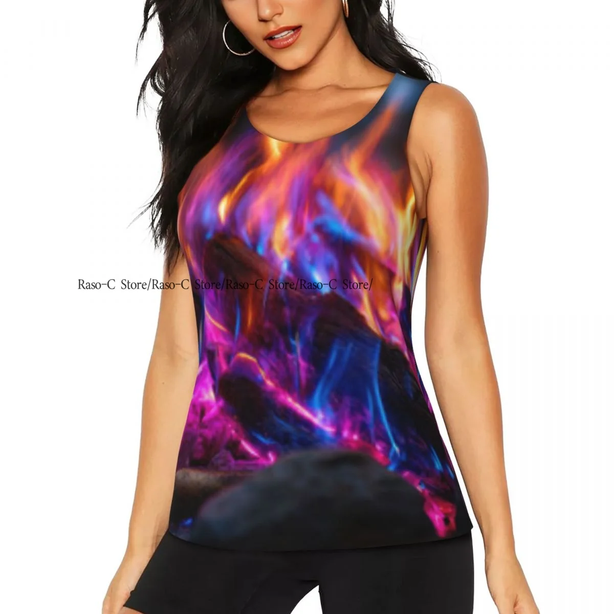 

Women Fitness Sexy Yoga Vest Serene Forest Fire Gym Sports Top Tank Female