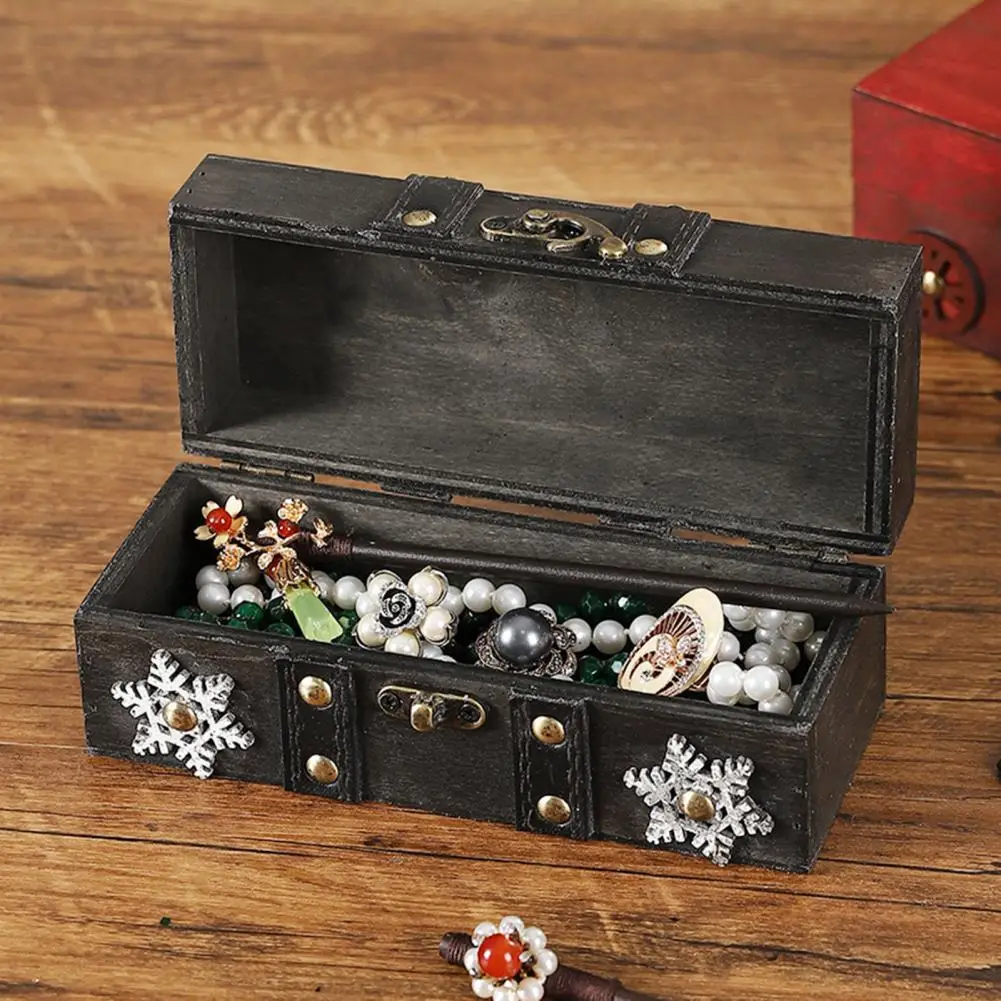 Rustic Charm Storage Box Vintage Wooden Jewelry Box for Women Classic Retro Storage Case Elegant Trinket Organizer for Rings