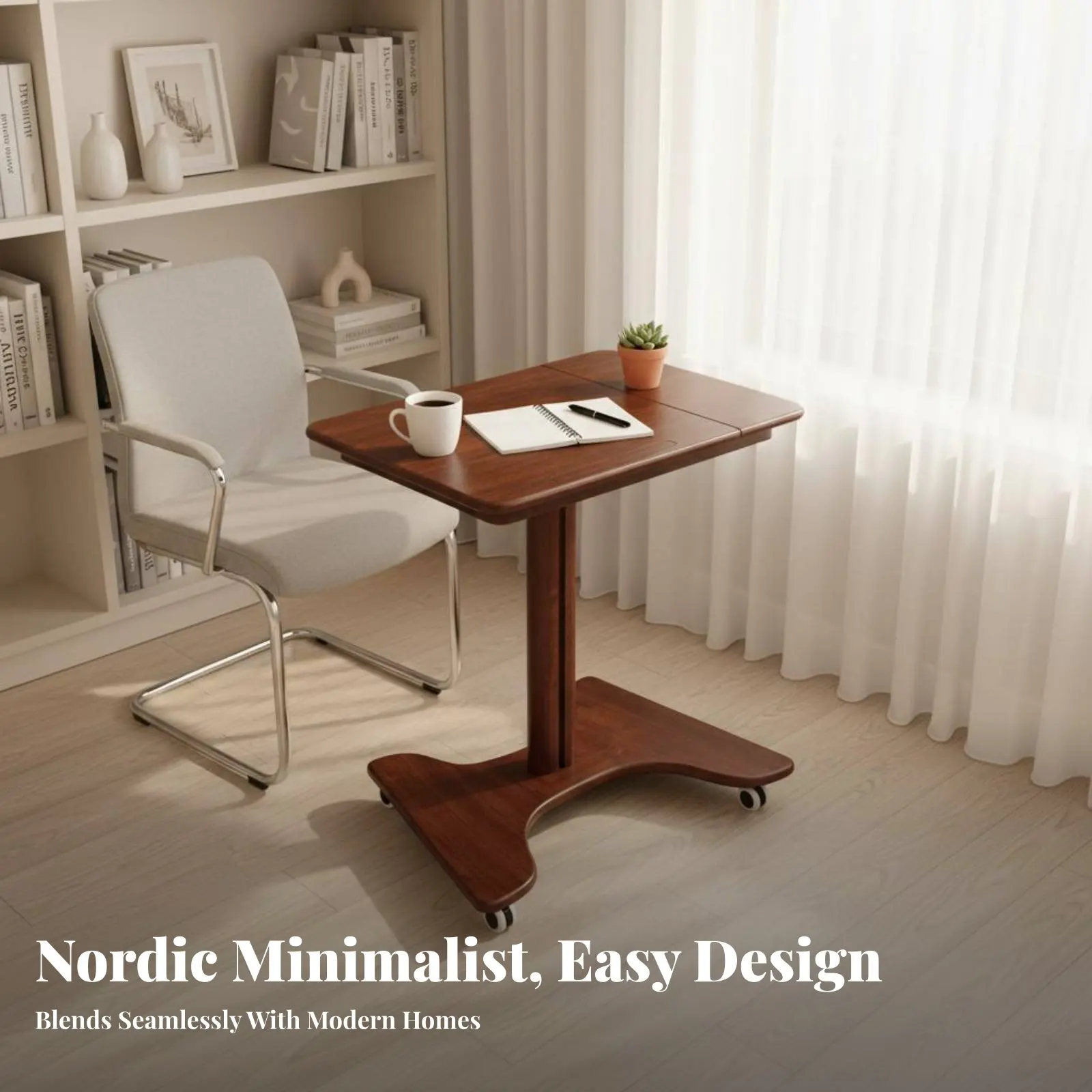 

Rolling C-Shaped Desk Height Adjustable C-Shaped Overbed Table Space-Saving Nordic Aesthetic for Students, Home Office
