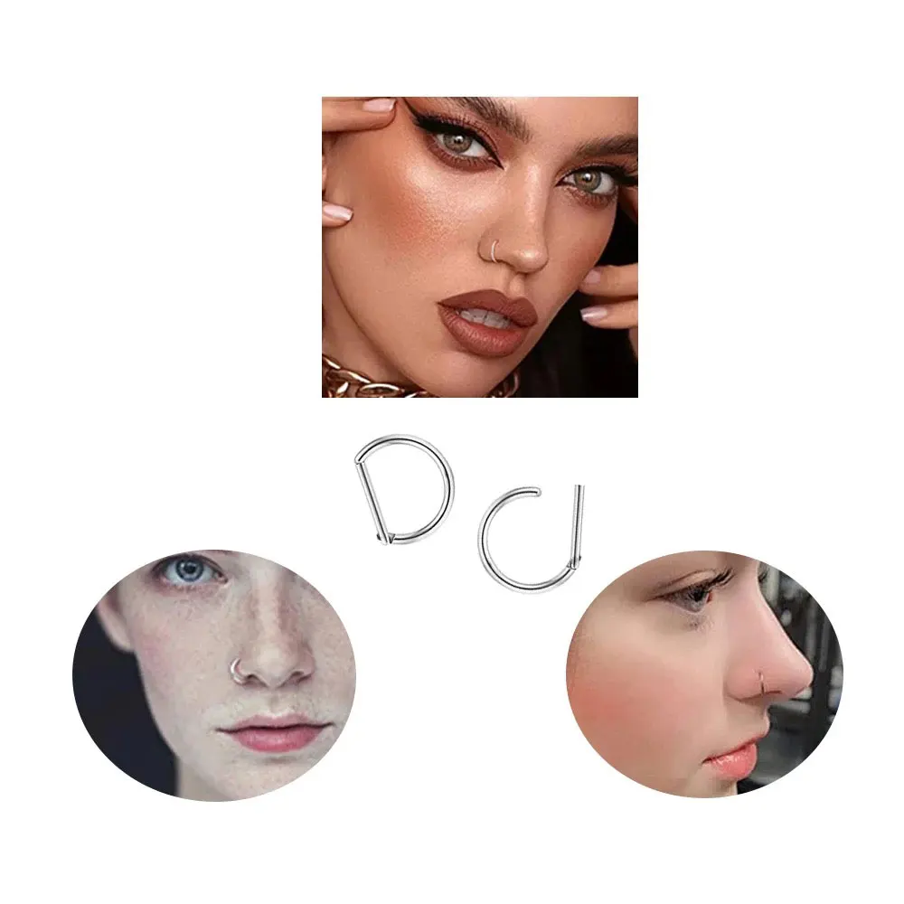 1Pcs G23 Titan Piercing 16G 8/10/12mm Nase Ring D Form Segment Ring Clicke knorpel Tragus Helix Lippen Piercing Körper Schmuck – Detail 12