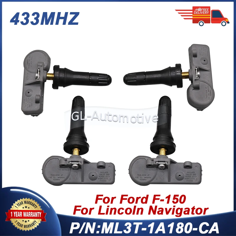 

1/4PCS ML3T-1A180-CA ML3T-1A180-DA TPMS sensor Tire pressure sensor For Ford F-150 2021-2027 433MHZ