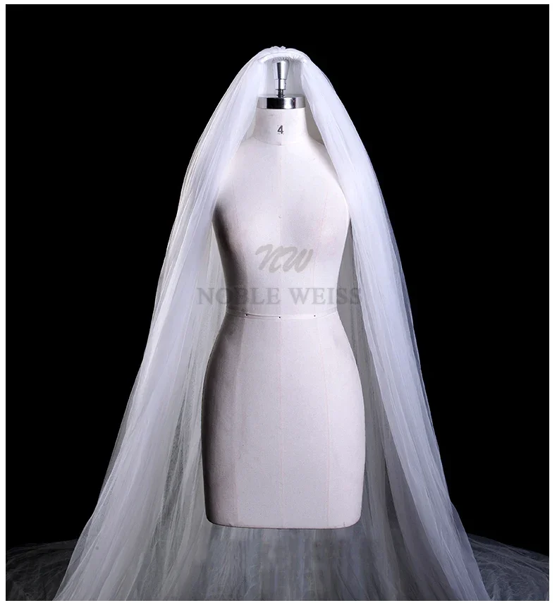 Wedding Veils Tulle Long Bridal Veil 2T Bridal Party Veil With Comb Wedding Accessories 3M Width*3M Length Customized