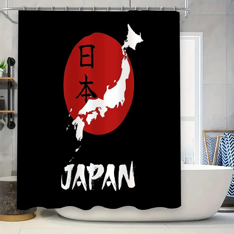 Cortina de ducha con diseño de onda japonesa Washoku, decoración de arte tradicional japonés, cortinas de baño, textiles para el hogar, tema japonés