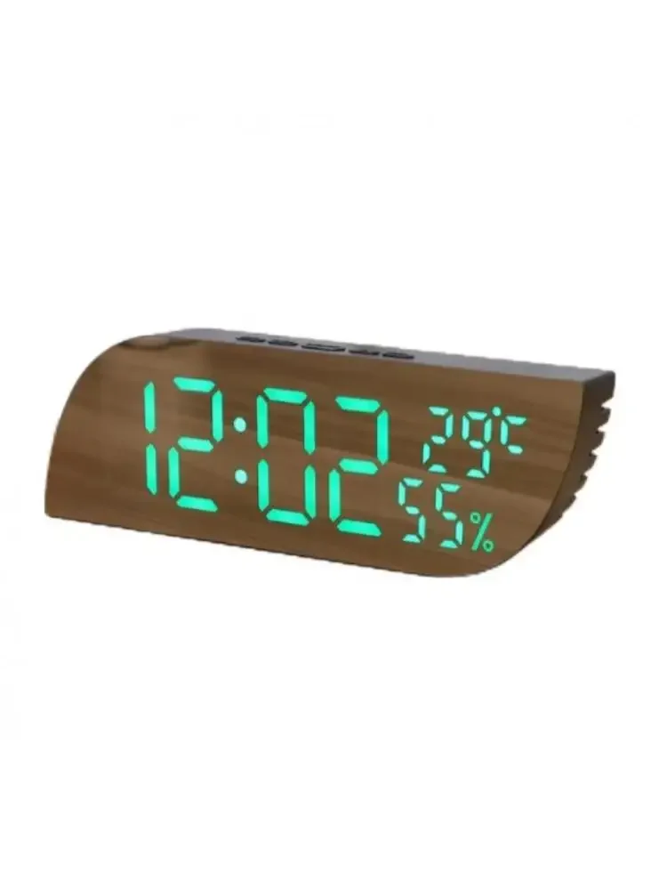 Horloge de bureau électronique compacte avec miroir, affichage numérique, rétroéclairage, température et humidité, réveil alimenté par batterie USB