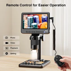 5 인치 LCD 디지털 현미경 1200X 동전 현미경 조명 전자 현미경 돋보기 납땜 수리, PC보기