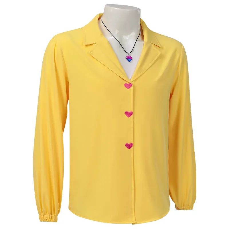 2025 11 KPop شيطان الصيادين الرومانسية تأثيري حلي قميص أصفر القلب قلادة ساجا بنين حفلة الهالوين للنساء الرجال كرنفال