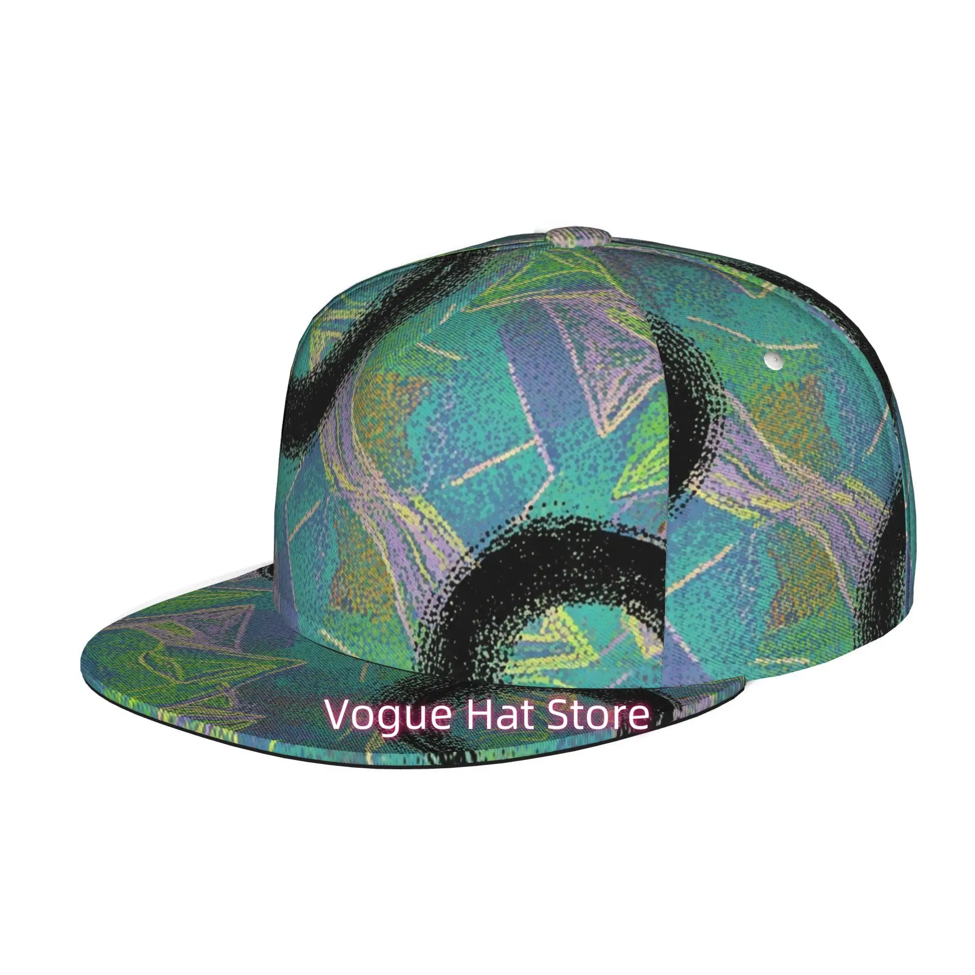 Men'S And Women'S Baseball Cap, Abstract Circular Patterns with Vibrant Colors Adjustable Snap-On Brim, Flat-Top Design - Suitab