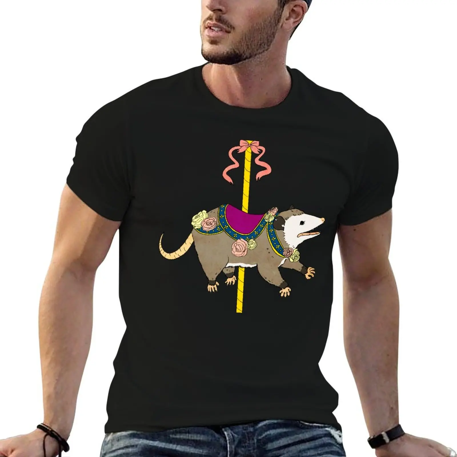 Opossum Carousel T-Shirt vintage summer clothes T-shirt men