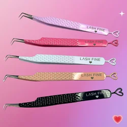 Heart-Shaped Eyelash Extensions Tweezers Stainless Steel Volume Lash Tweezers 45 90 Degree Fiber Tip Tweezer