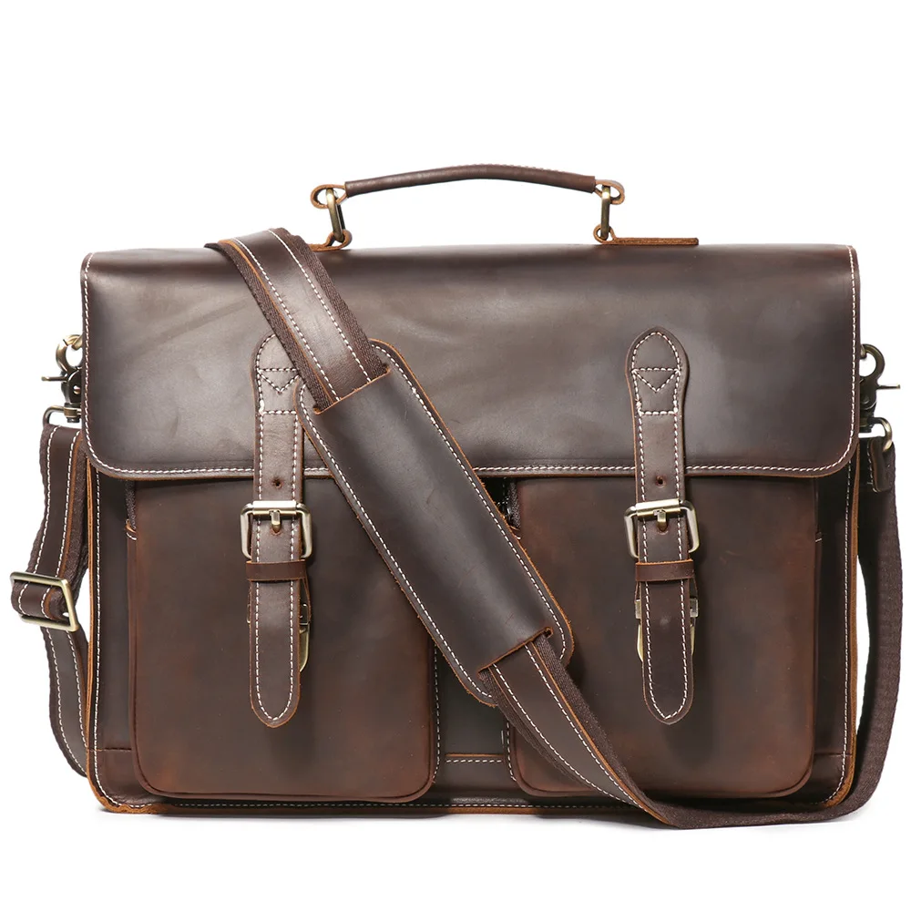 حقيبة جلدية قابلة للسحب للرجال - حقيبة ساعي قابلة للتحويل للسفر التجاري والتنقل اليومي #1