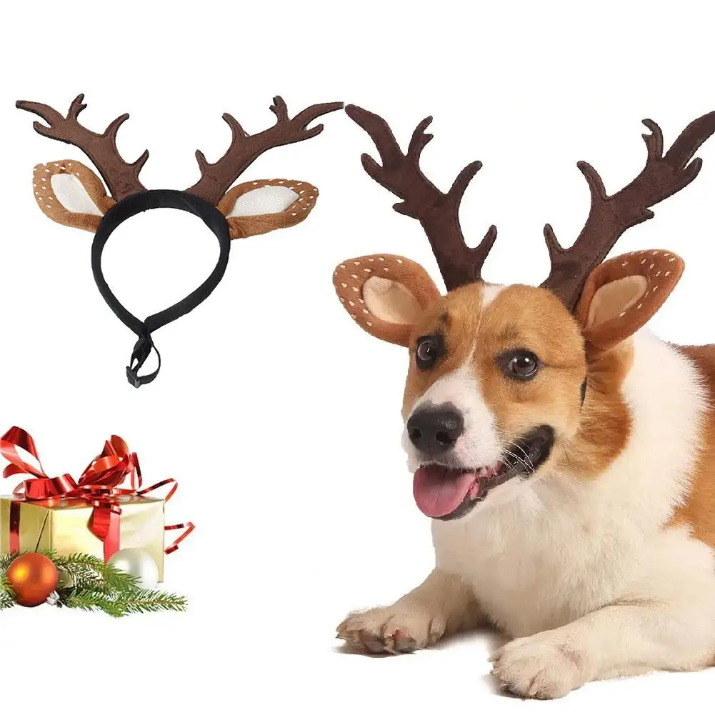 Natal chifre bandana cão antler bandana natal headwear para filhote de cachorro rena trajes para animais de estimação acessórios para coelhos pe w2s3