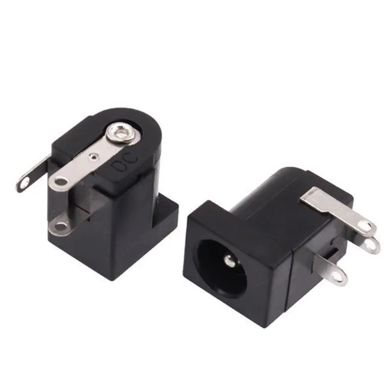 10pcs 5.5x2.1mm DC-005 Black DC Power Jack Socket DC Connectors Supply Barrel-Type Right Angle PCB Mount Terminal