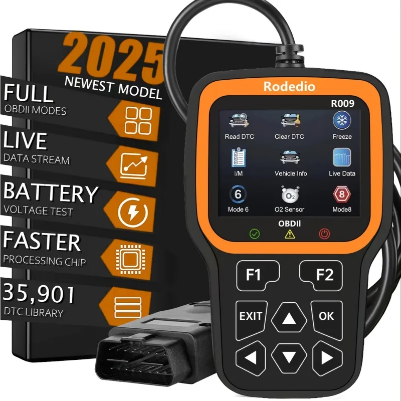R009 OBD2/EOBD Scanner 2025, 35,901 DTC Diagnostic Tool for All Cars, ABS SRS Transmission Scanner, All Systems Check