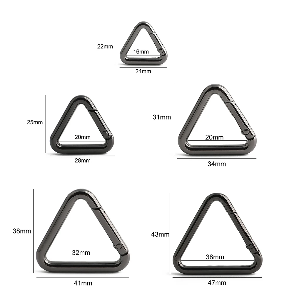 10/50/150PCS 16-38mm Metal Triangle Hanging Buckle Open Gate Ring For Leather Bag Clothing Connect Keyring Pendant Accessories