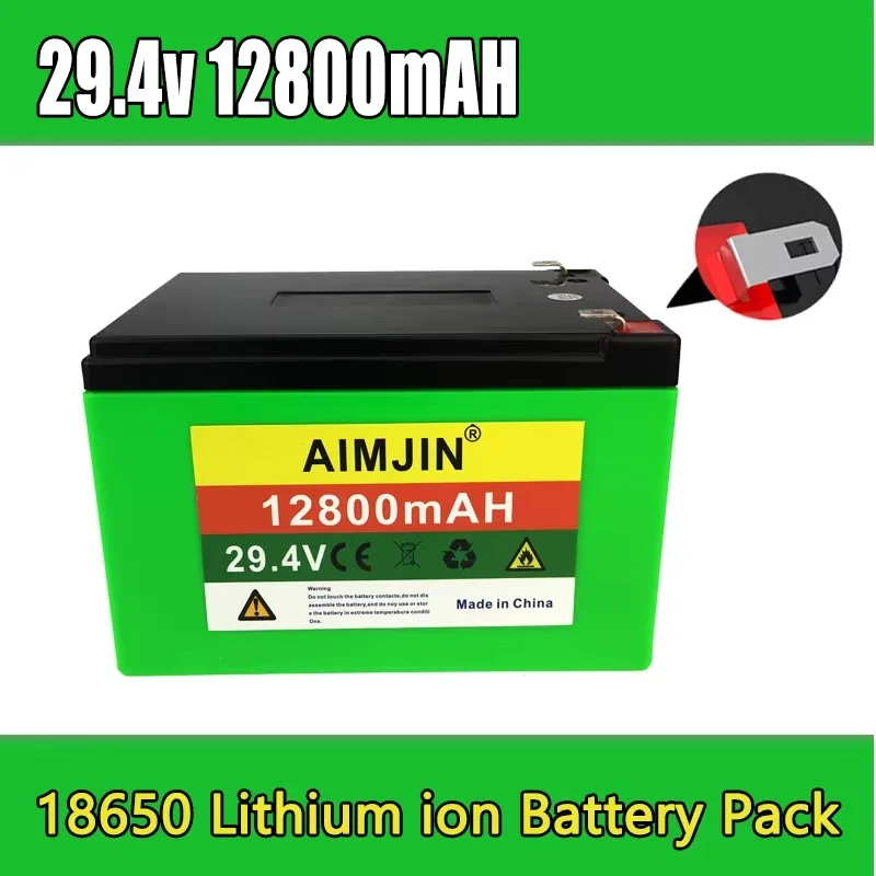 

7S4P 29.4V 12800mAh Hihgh Power Lithium ion Battery 24V 18650 Battery Pack 12.8A with BMS for Various Tools+Charger