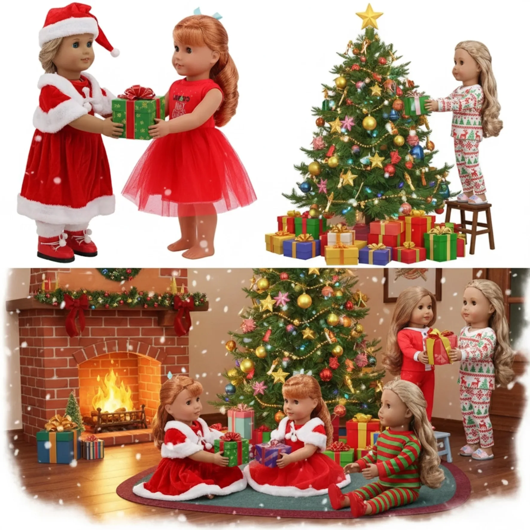 18인치 인형, 리본 인형 옷, 다양한 크리스마스 옷, 신발 세트, 어린이 크리스마스 선물에 적합