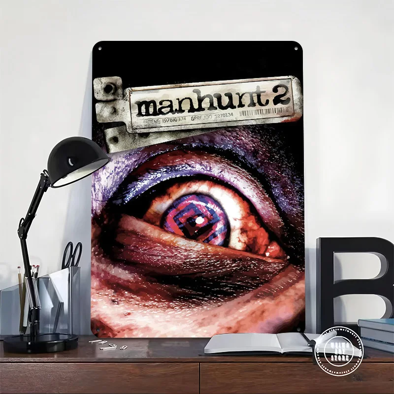 Manhunt 2 Video Game Cover 3D Texture Printed Poster Custom Vintage Metal Tin Plate Sign for Wall Art Room Decor Home Decoration