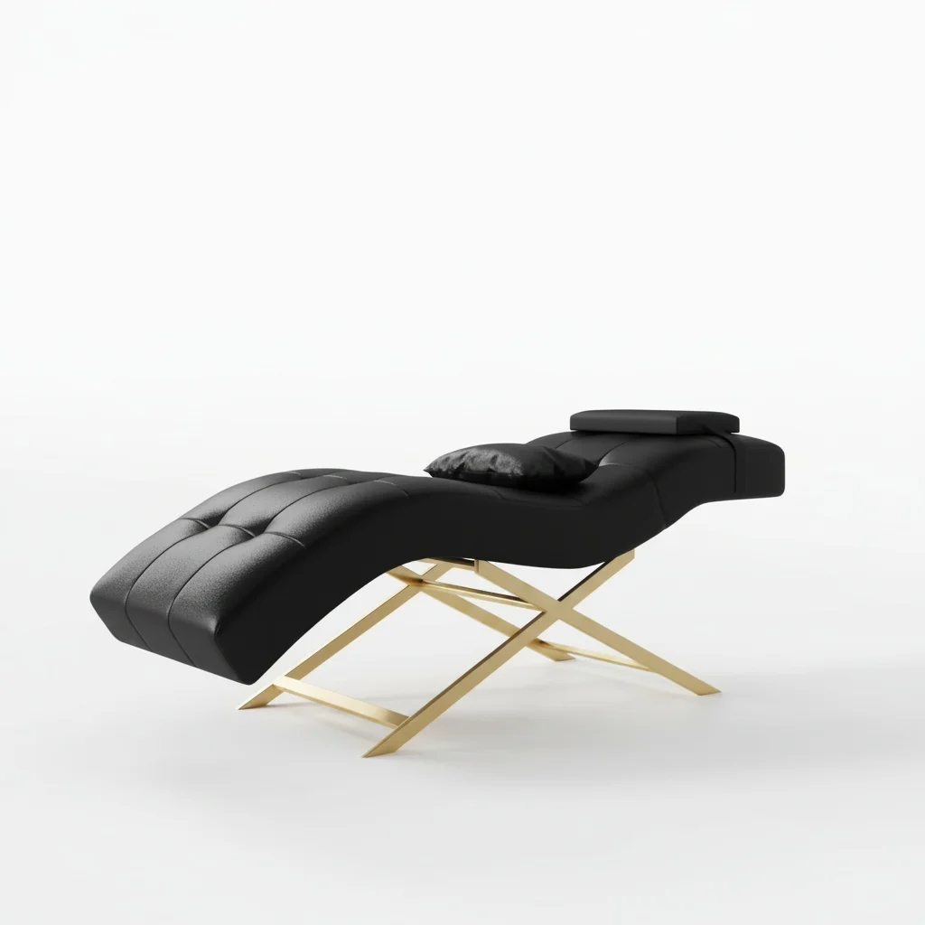 Electric Massage Table, Synthetic Leather Curved Bed, Ergonomic Facial Beauty Bed, Metal Frame Tattoo Salon Furniture