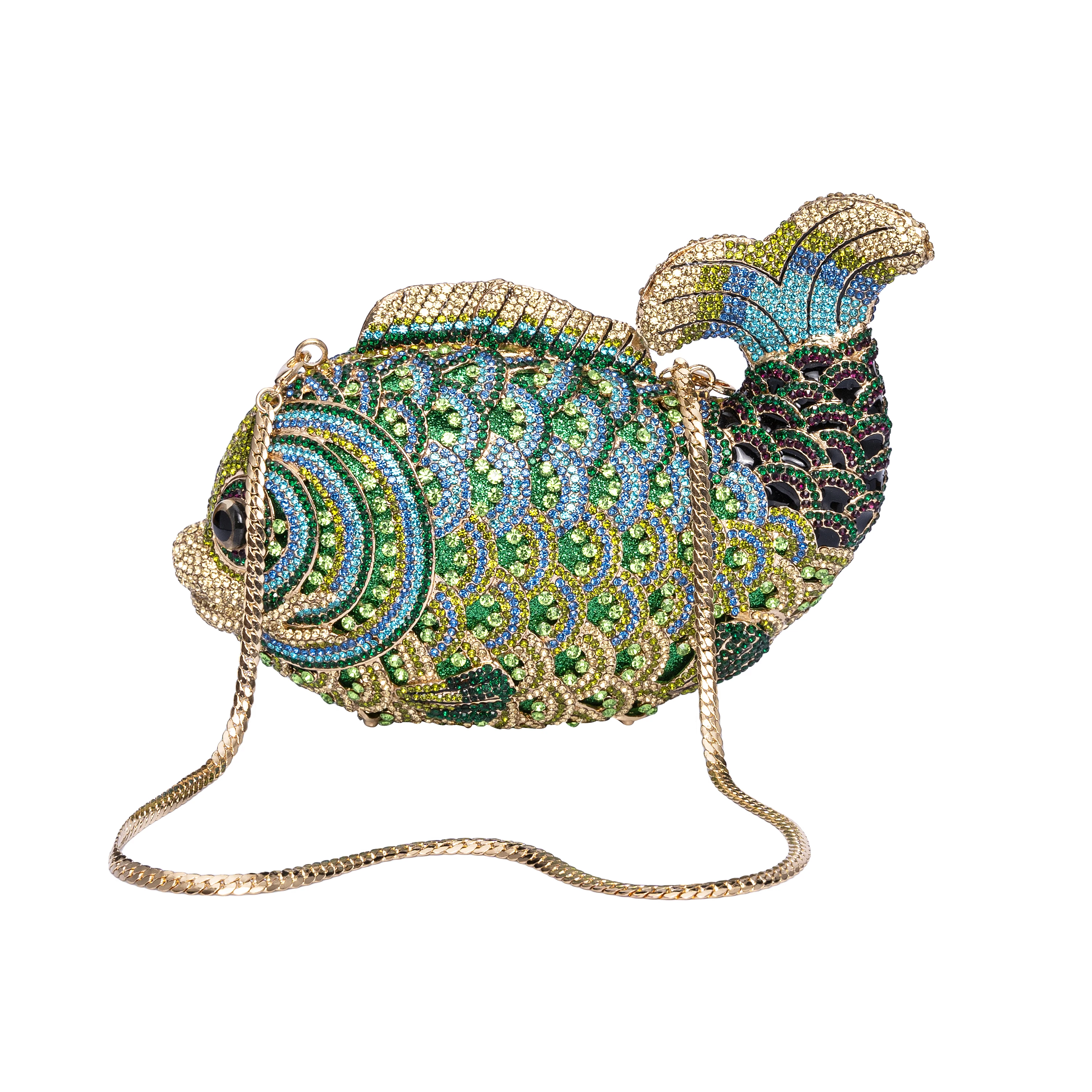 Luxury Fish  Women Rhinestones Purse Evening Bags Diamond Metal Clutches Bags Wedding Party Minaudiere Purses and Handbags