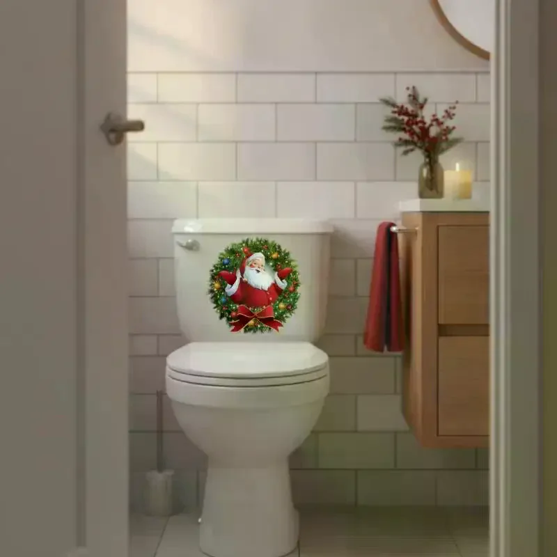 Christmas Snowman Tree Toilet Sticker Merry Christmas Party Decoration Xmas Bathroom Decor Navidad Natal New Year Gift